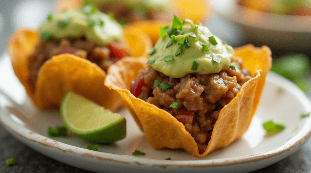 Mini Taco Bites with Avocado Crema
