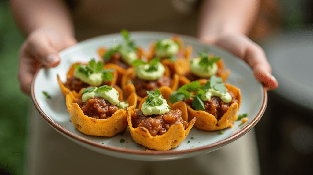 Mini Taco Bites with Avocado Crema